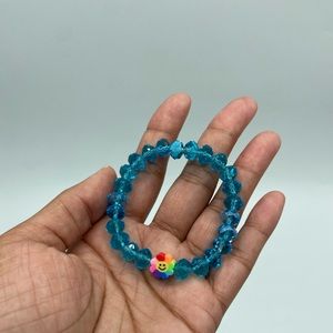 Handmade Trendy Y2K Inspired Smiley Glass Bead Stretch Bracelet
